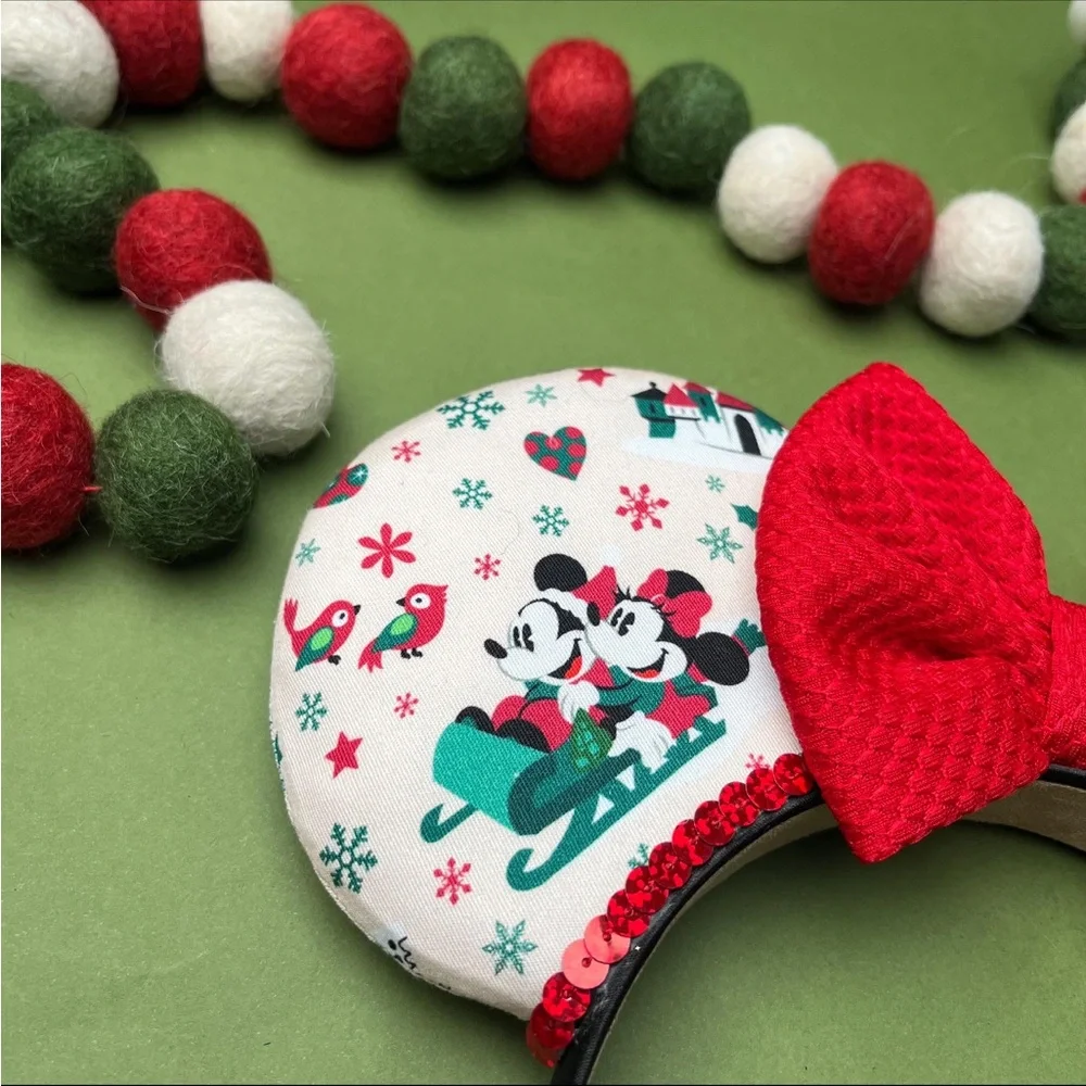 Christmas Mickey Mouse Ears with Red Bow - Picture 3 of 3